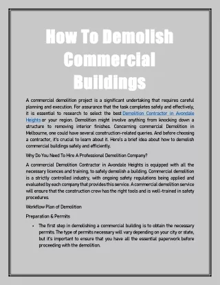 How To Demolish Commercial Buildings