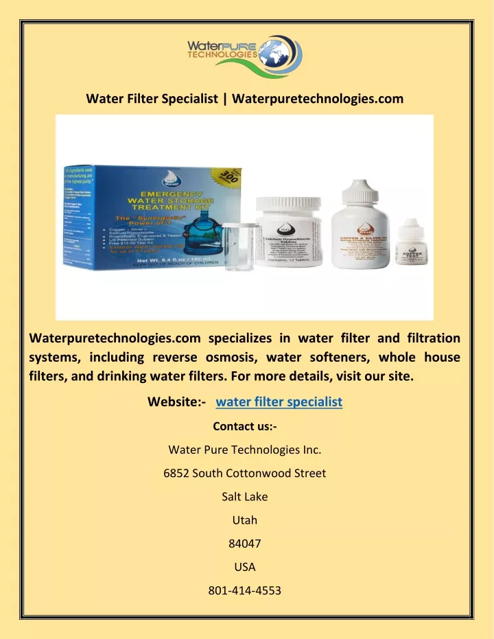 water filter specialist waterpuretechnologies com