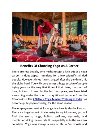 Benefits of Choosing Yoga As a Career