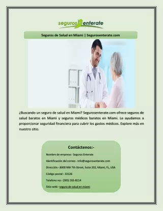 seguros de salud en miami segurosenterate com