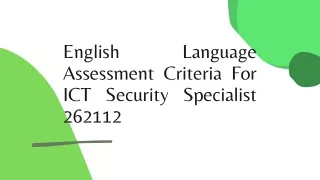 English Language Assessment Criteria For ICT Security Specialist 262112