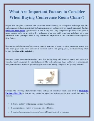 What Are Important Factors to Consider When Buying Conference Room Chairs?