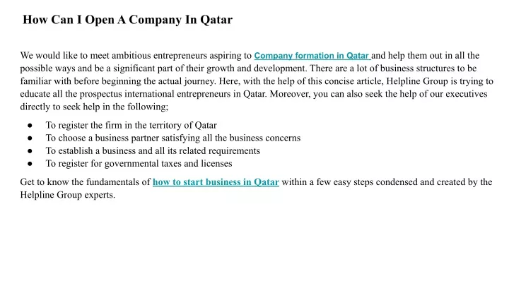 how can i open a company in qatar