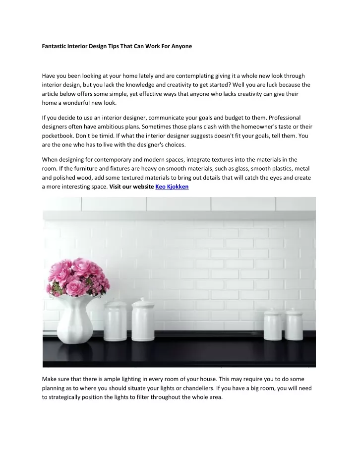 PPT - Fantastic Interior Design Tips That Can Work For Anyone ...