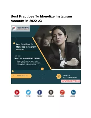 Best Practices To Monetize Instagram Account in 2022-23