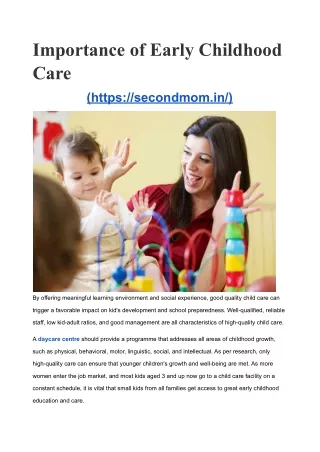 importance of early childhood care