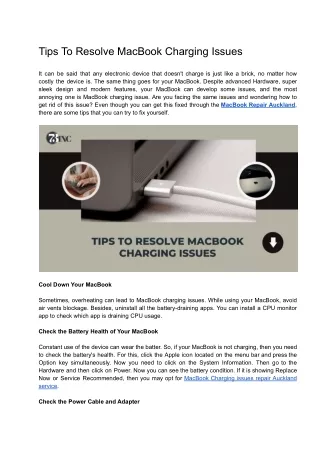 Tips To Resolve MacBook Charging Issues