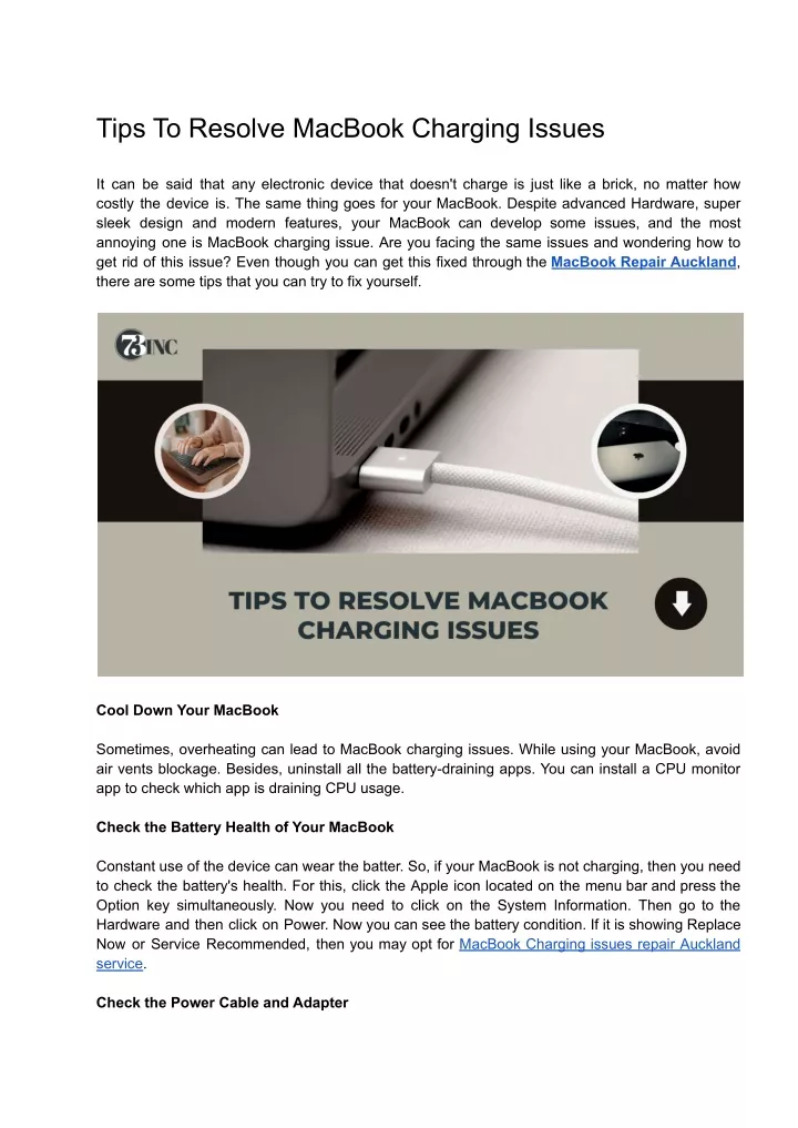 tips to resolve macbook charging issues