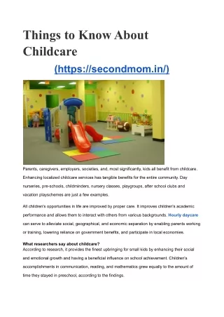 Things to Know About Childcare
