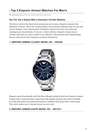 Get The Top 5 Stylish Men's Alexandre Christie Watches