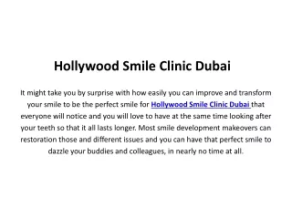 Hollywood Smile Clinic in Dubai