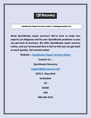 Quickbooks Repair Services Online | Datingessential.com