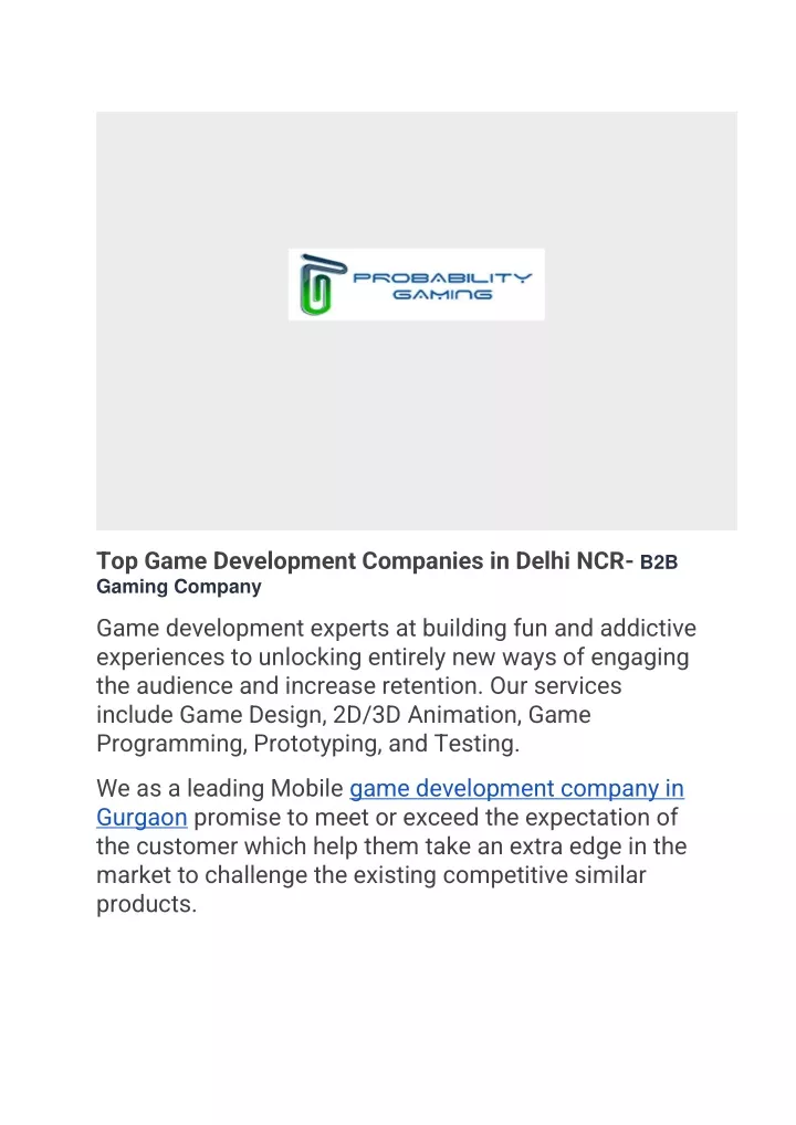 top game development companies in delhi