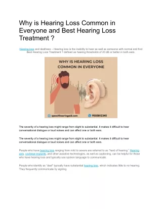 why is hearing loss common in everyone and best