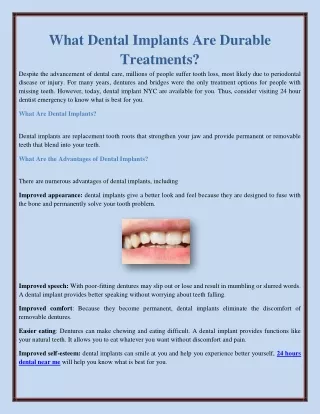 What Dental Implants Are Durable Treatments?