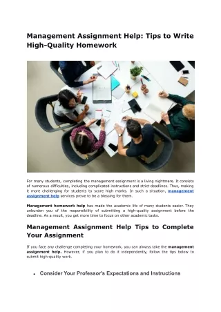 Management Assignment Help Tips to Write High-Quality Homework