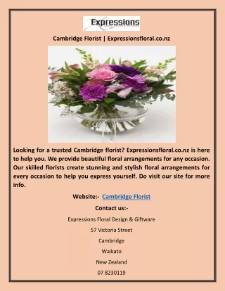 Cambridge Florist | Expressionsfloral.co.nz