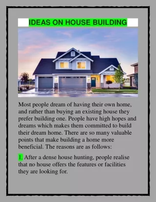 Ideas on House Building  in Builders365