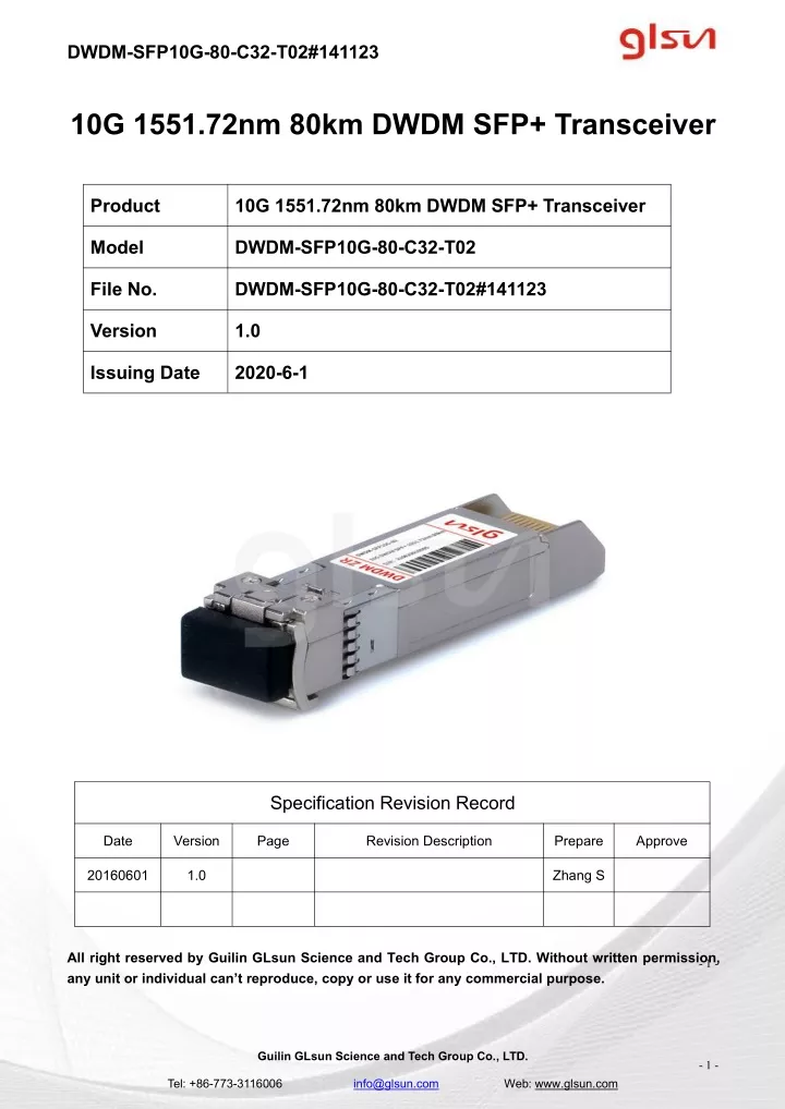 dwdm sfp10g 80 c32 t02 141123