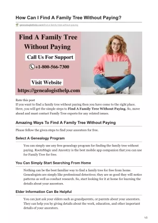 how can i find a family tree without paying