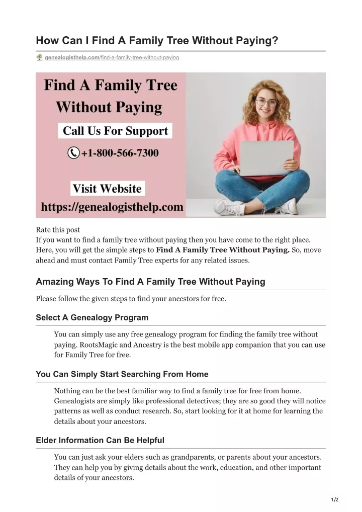 how can i find a family tree without paying