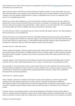 good customer care is critical to the success