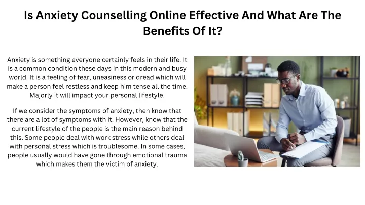 is anxiety counselling online effective and what