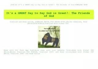 [Pdf]$$ It's a GREAT Day to Say God is Great! The Friends of God DOWNLOAD @PDF