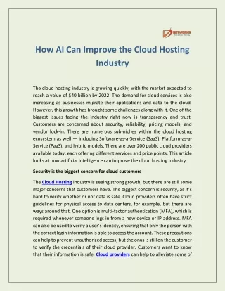 How AI Can Improve the Cloud Hosting Industry