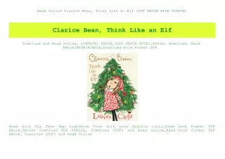 Read Online Clarice Bean  Think Like an Elf {PDF EBOOK EPUB KINDLE}