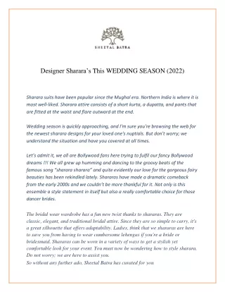 Designer Sharara’s this WEDDING SEASON (2022)