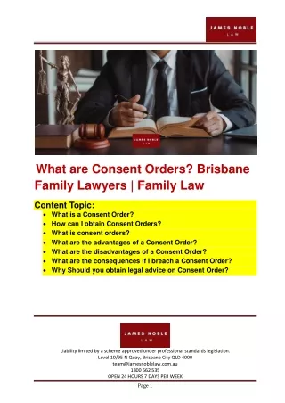 What is Consent Orders - Brisbane Family Lawyers - Family Law