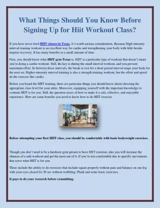 What Things Should You Know Before Signing Up for Hiit Workout Class?
