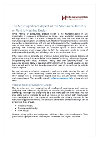 the most significant aspect of the mechanical