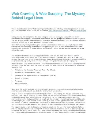 Web Crawling & Web Scraping The Mystery Behind Legal Lines