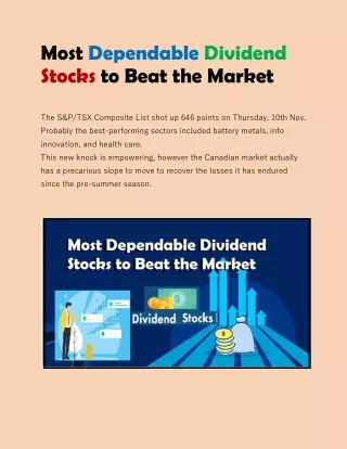 Most Dependable Dividend Stocks to Beat the Market