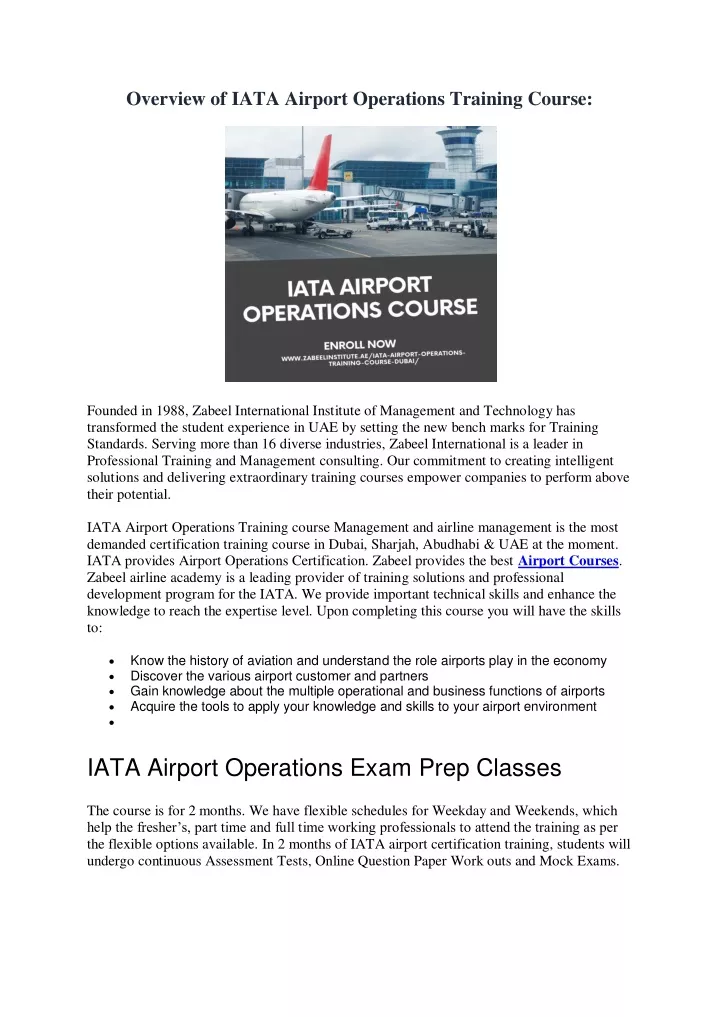 overview of iata airport operations training