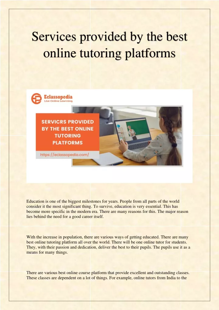services provided by the best online tutoring