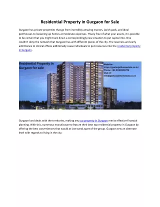 residential property in gurgaon for sale