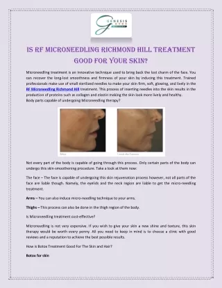 Is RF Microneedling Richmond Hill Treatment Good For Your Skin