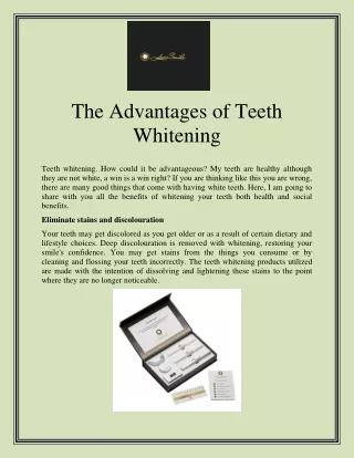 The Advantages of Teeth Whitening