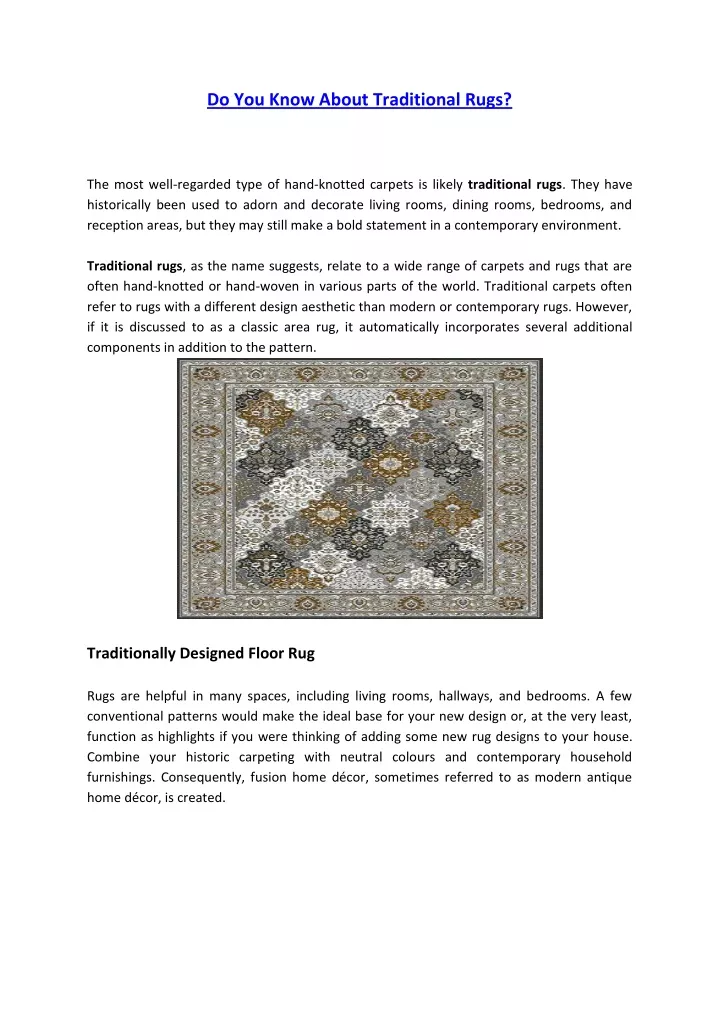 do you know about traditional rugs