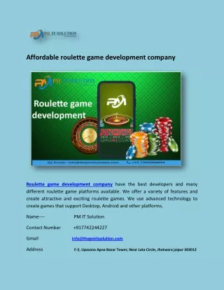 Affordable roulette game development company