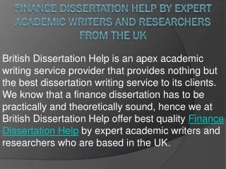 finance dissertation help by expert academic writers and researchers from the uk