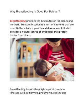 Why Breastfeeding Is Good For Babies ?