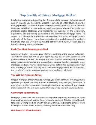 Top benefits of using a mortgage broker