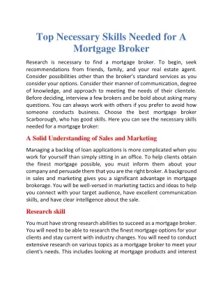 Top necessary skills needed for a mortgage broker