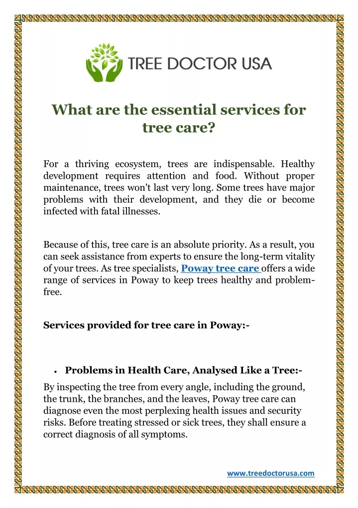 what are the essential services for tree care