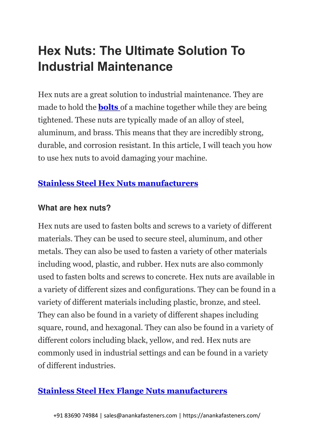 PPT - Hex Nuts The Ultimate Solution To Industrial Maintenance ...