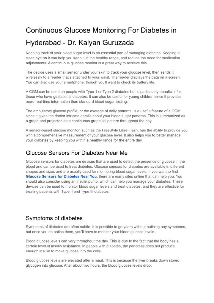 continuous glucose monitoring for diabetes in